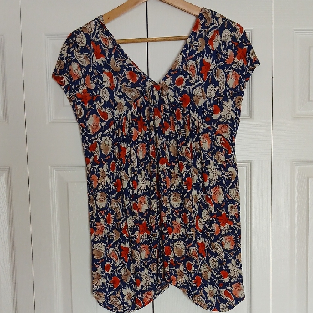 Lucky Brand Navy Floral Blouse